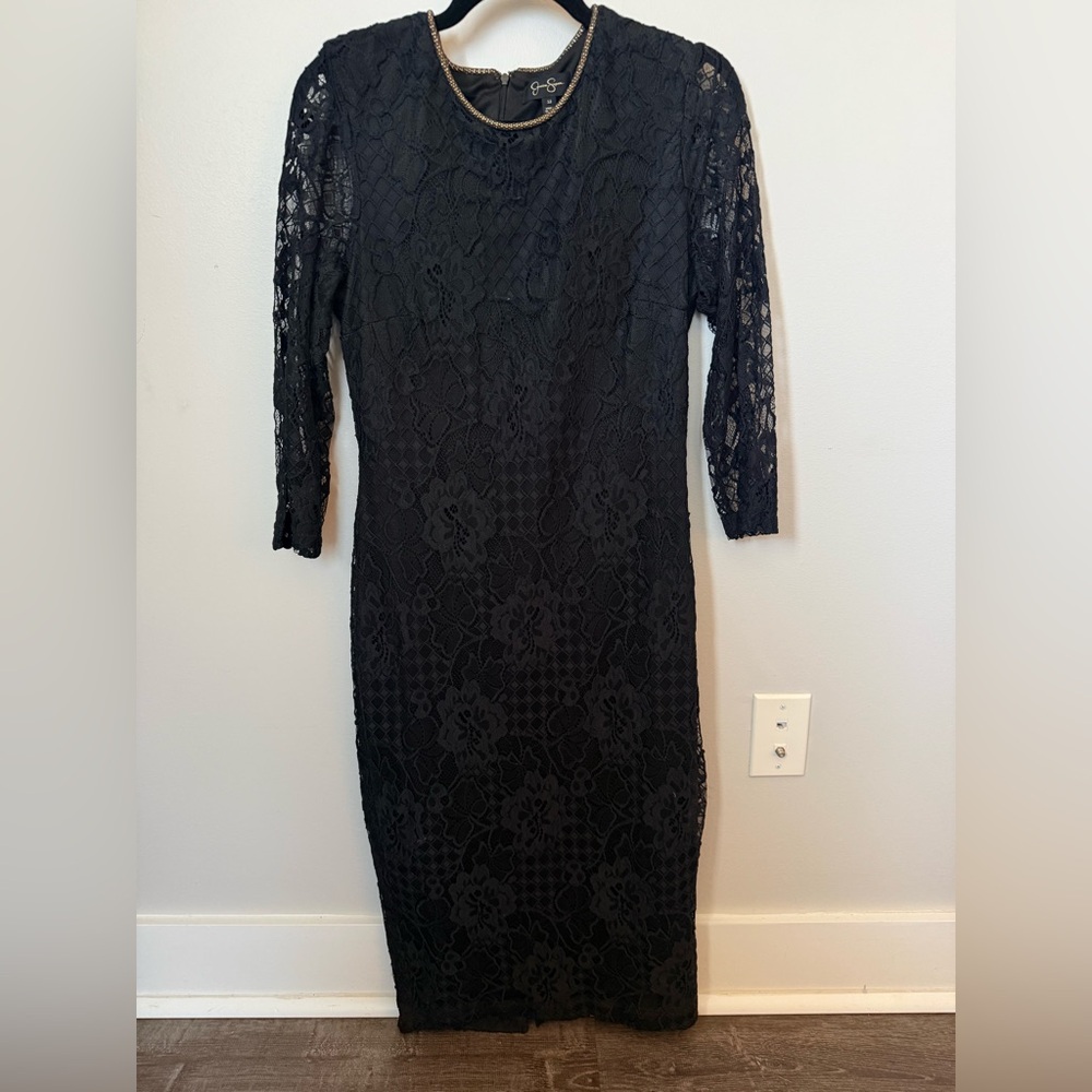 Jessica Simpson Elegant Black Lace Dress